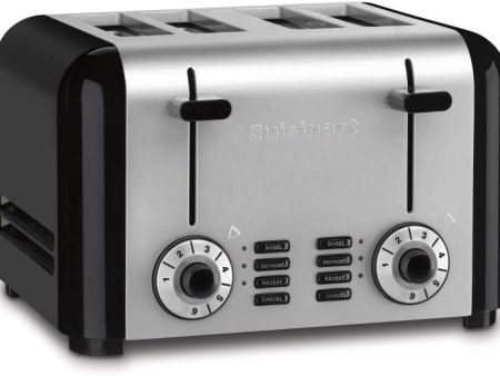 Cuisinart 4-Slice Toast & Bagels Compact Toaster, Stainless Steel Black - Certified Refurbished Hot on Sale