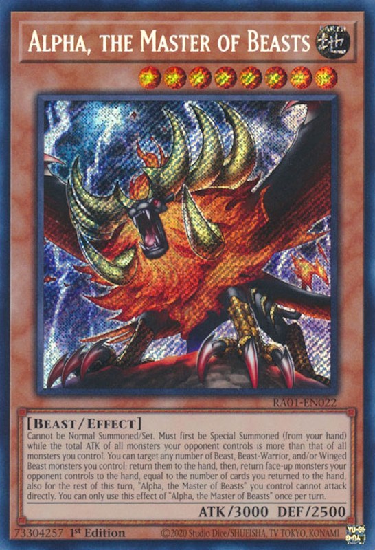 Alpha, the Master of Beasts [RA01-EN022] Secret Rare on Sale