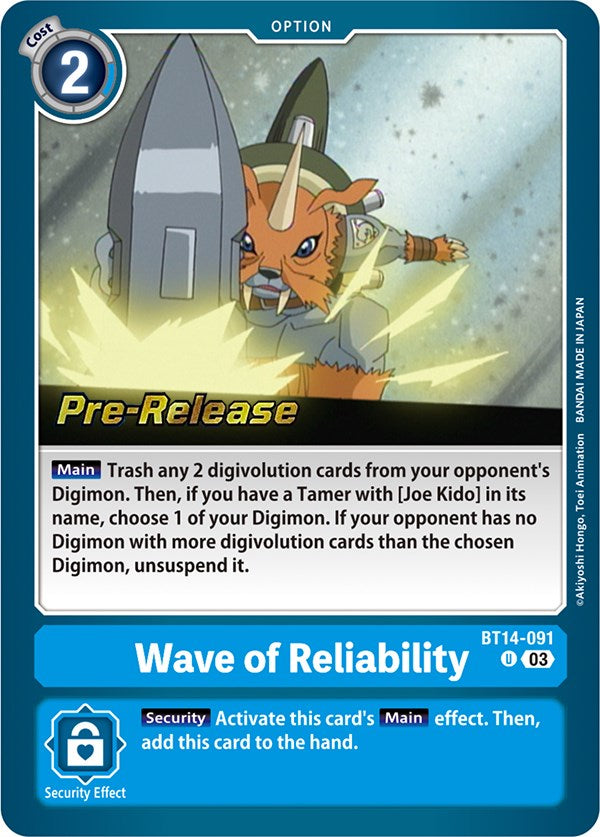 Wave of Reliability [BT14-091] [Blast Ace Pre-Release Cards] Online